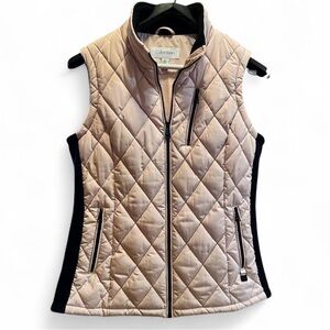 Calvin Klein Blush Pink Diamond Quilted Puffer Vest with Black Trim size Medium